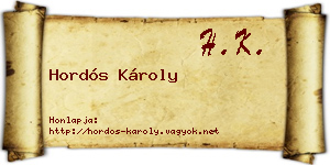 Hordós Károly névjegykártya
